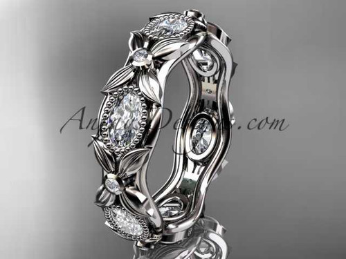 platinum diamond leaf and vine wedding band,engagement ring ADLR152B Nature inspired jewelry
