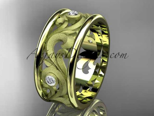 14kt yellow gold diamond engagement ring, wedding band ADLR121BB
