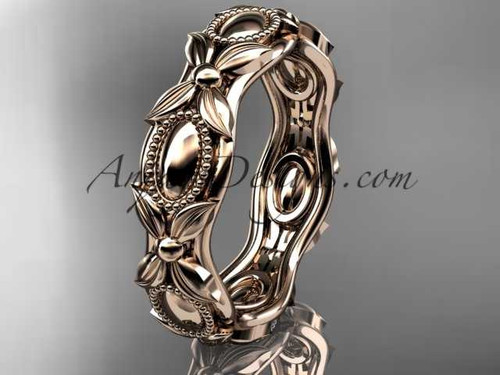 14kt rose gold leaf and vine wedding band,engagement ring ADLR152G