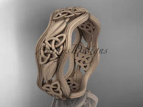 14kt rose gold celtic trinity knot wedding band, matte finish wedding band, engagement ring CT7510G