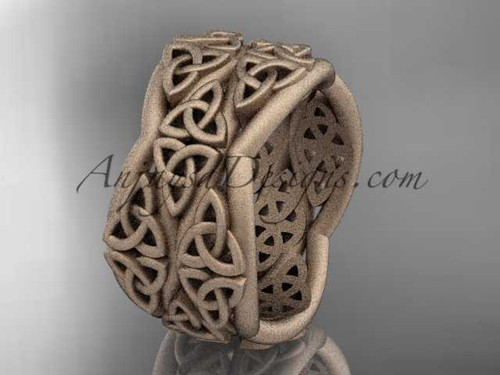 14kt rose gold celtic trinity knot wedding band, matte finish wedding band, engagement ring CT7352G