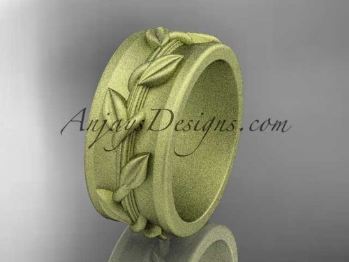 14kt yellow gold engagement ring, matte finish wedding band ADLR417G