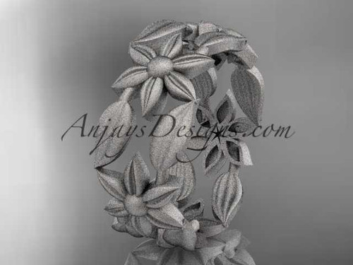 14kt white gold leaf and vine, flower wedding ring, engagement ring, wedding band ADLR344G