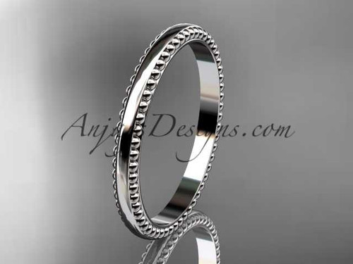 Classic Wedding Band, 14kt White Gold Vintage Ring ADLR384G
