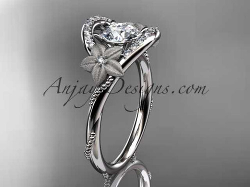 1ct VS1 lab grown diamond flower engagement ring, 14k white gold dainty