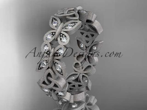 14kt white gold diamond celtic trinity knot matte finish wedding band, engagement ring CT7198B