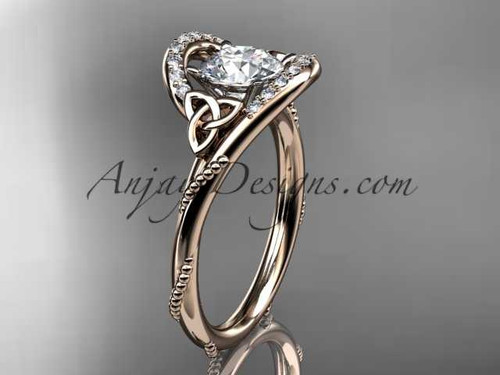 14kt rose gold diamond celtic trinity knot wedding ring, engagement ring CT7166