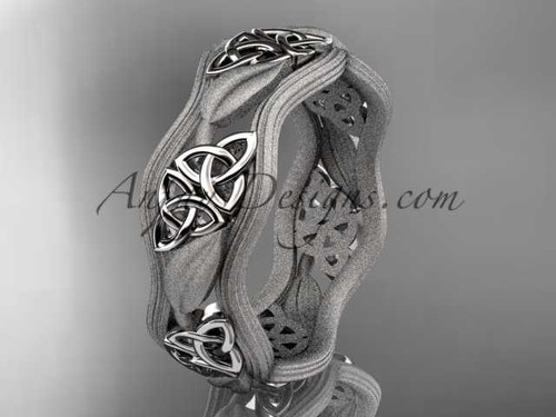 14kt white gold celtic trinity knot wedding band, engagement ring CT7504GM