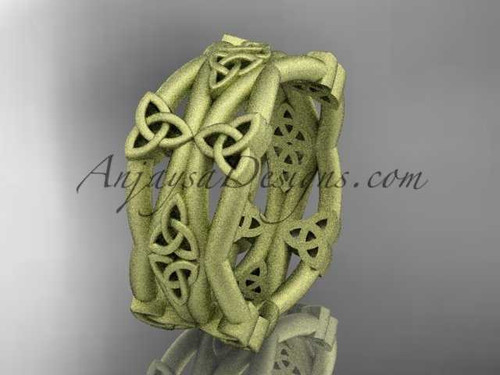 14kt yellow gold celtic trinity knot wedding band, matte finish wedding band, engagement ring CT7517G