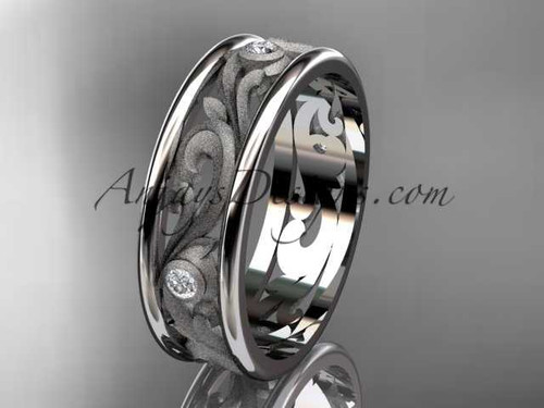14kt white gold diamond engagement ring, wedding band ADLR414BB