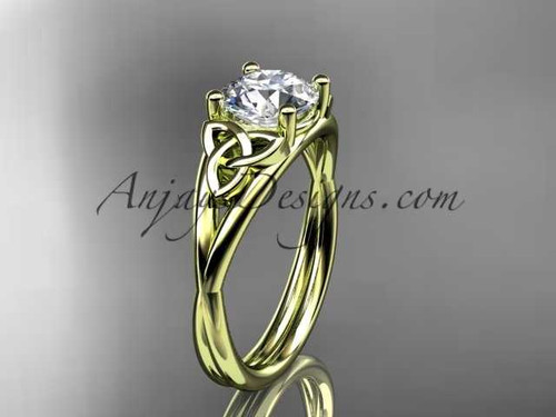 Celtic Engagement Ring 14k Yellow Gold Ring IGI Certified 1 CT Round Lab Grown Diamond Wedding Ring