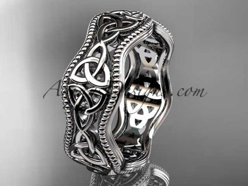 14kt white gold celtic trinity knot engagement ring, wedding band CT750B