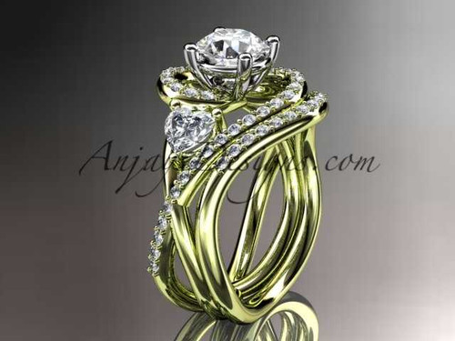 Unique 14kt yellow gold diamond engagement set, wedding ring ADLR320S