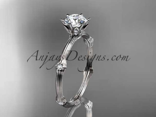 1ct lab grown diamond engagement ring, 14k white gold dainty twig