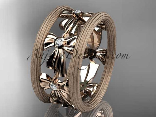 14kt rose gold bow wedding ring, engagement ring ADLR236