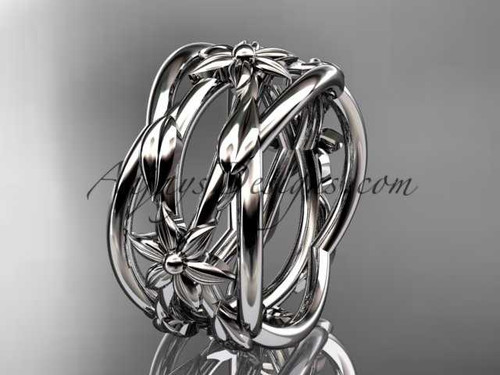 14kt white gold leaf and vine, flower wedding ring,wedding band ADLR352G