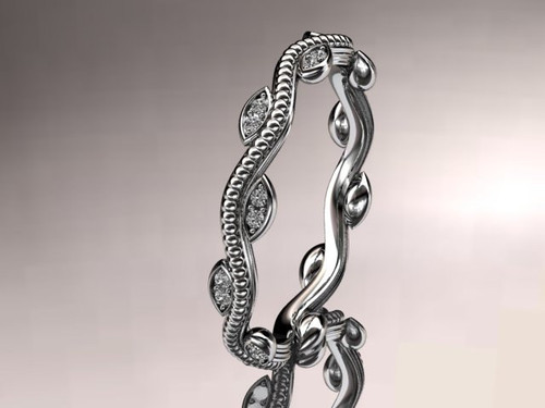 platinum diamond leaf and vine wedding ring,engagement ring,wedding band, nature inspired jewelry