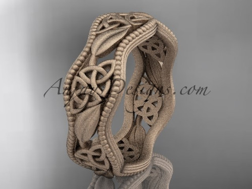 14kt rose gold celtic trinity knot wedding band, matte finish wedding band, engagement ring CT7190G