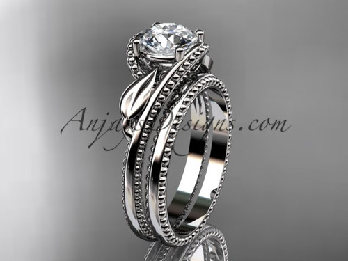 Leaf Wedding Ring Set Platinum Engagement Ring ADLR322S