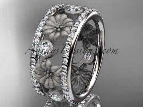 Platinum diamond flower wedding ring, engagement ring ADLR239