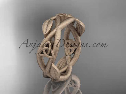 14kt rose gold celtic trinity knot wedding band, matte finish wedding band, triquetra ring, engagement ring CT7403G