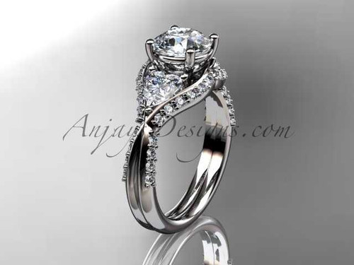 Unique 14kt white gold diamond wedding ring, engagement ring ADLR319