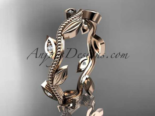 Nature Inspired Leaf and Vine Wedding Band, 14kt Rose Gold Engagement Rings ADLR117B Nature Inspired Leaf and Vine Wedding Band, 14kt Rose Gold Engagement Rings ADLR117B