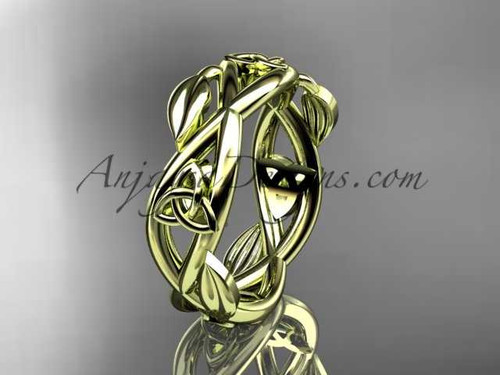 14kt yellow gold celtic trinity knot wedding band, triquetra ring, engagement ring CT7403G