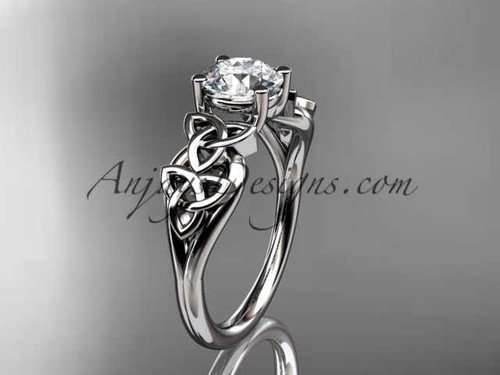 14kt white gold celtic trinity knot wedding ring, engagement ring CT7169