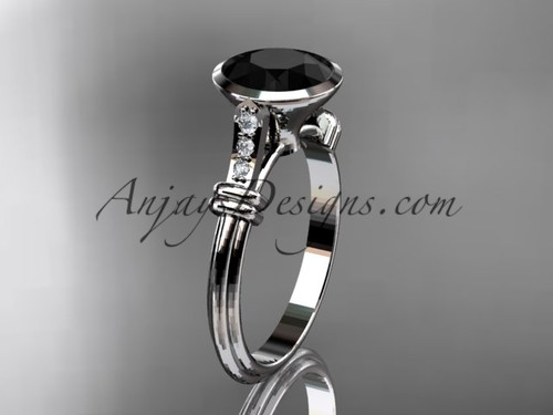 Black Diamond Bezel Set Solitaire Engagement Ring in Platinum ADLR23 
