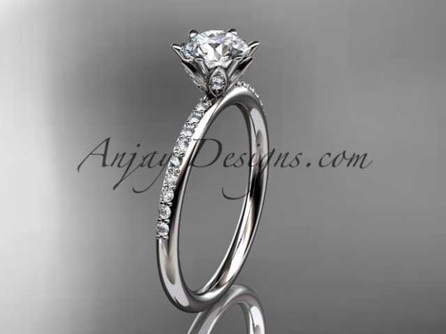 Platinum diamond unique engagement ring, wedding ring with a "Forever One" Moissanite center stone ADER145