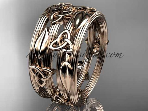 14kt rose gold diamond celtic trinity knot wedding band, engagement ring CT7242B