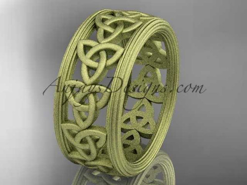 14kt yellow gold celtic trinity knot wedding band, matte finish wedding band, engagement ring CT7513G