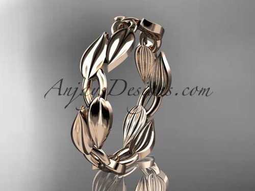 14k rose gold leaf and vine wedding band, engagement ring ADLR58G