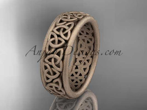 14kt rose gold celtic trinity knot wedding band, matte finish wedding band, engagement ring CT7163G