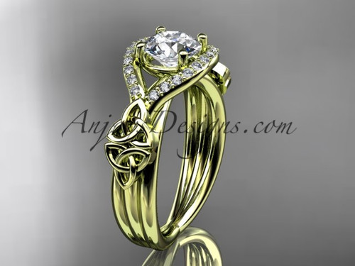 14kt yellow gold celtic trinity knot engagement ring ,diamond wedding ring CT785