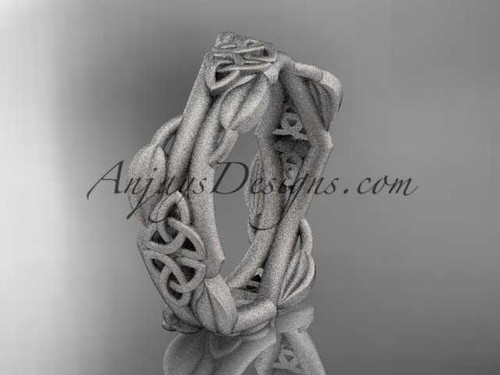 Beautiful Celtic Trinity Knot Wedding Band, 14kt White Gold Irish Engagement Ring CT7354G