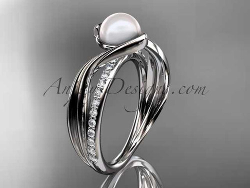 Platinum diamond pearl engagement ring AP78