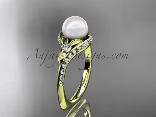 Superlative Pearl Wedding Ring with Diamonds 