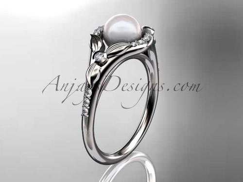 14kt white gold diamond floral wedding ring, engagement ring AP126