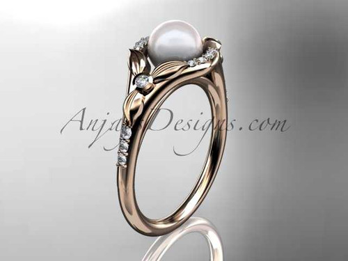 14kt rose gold diamond floral wedding ring, engagement ring AP126