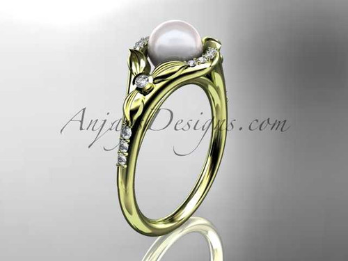 Floral Wedding Ring, 14kt Yellow Gold Diamond Engagement Ring AP126