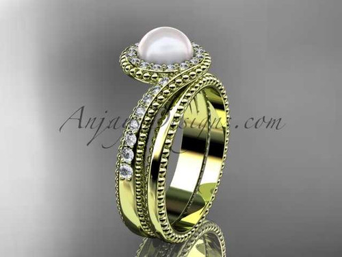 14kt yellow gold diamond wedding ring, engagement set AP379S