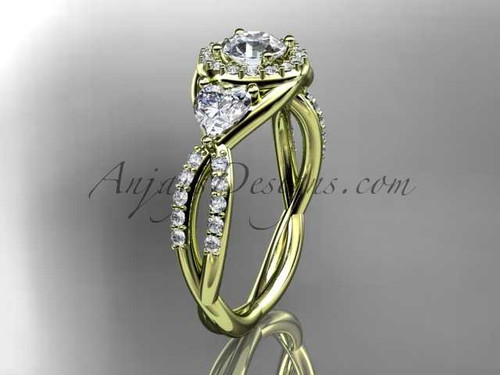 14kt yellow gold diamond engagement ring, wedding ring with a "Forever One" Moissanite center stone ADLR321