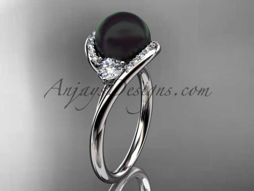 14kt white gold diamond, pearl engagement ring VBP8166