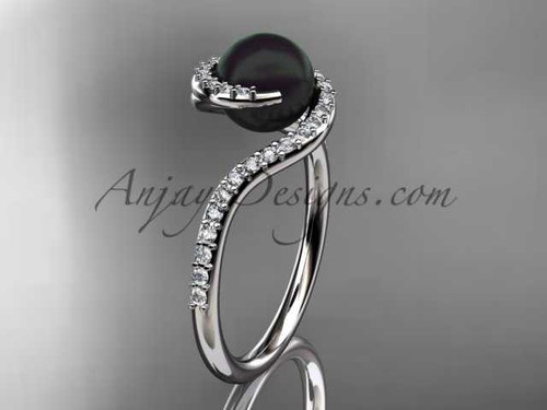 14kt white gold diamond, pearl engagement ring VBP8199