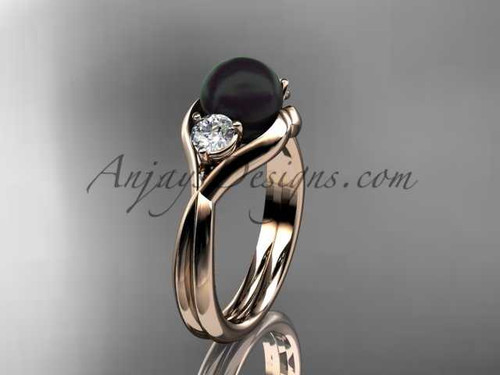 14kt rose gold Unique pearl engagement ring VBP8220