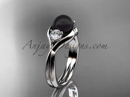 Platinum Unique pearl engagement ring VBP8220