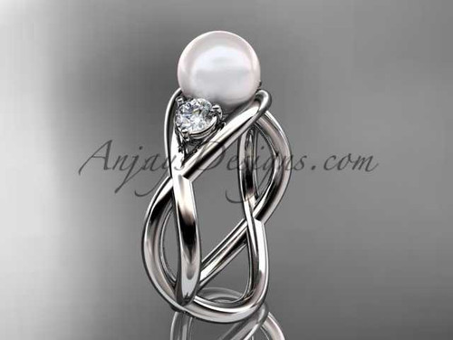 Platinum pearl engagement ring VP8156