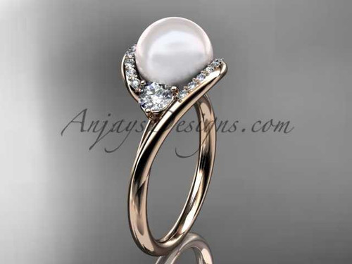 14kt rose gold diamond, pearl engagement ring VP8166